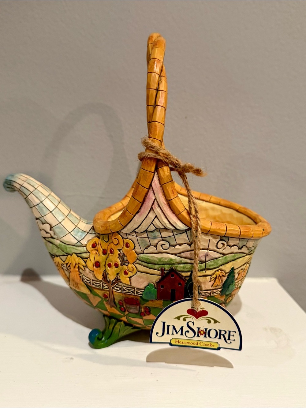 Jim Shore Heartwood Creek “Basket of Plenty” Stone Resin 2008